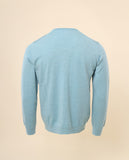 Camisola Decote em V 100% Lã Merino em Azul Claro