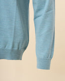 Camisola Decote em V 100% Lã Merino em Azul Claro