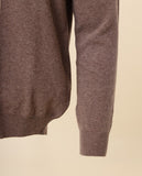 Camisola Decote em V 100% Lã em Castanho