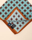 Lenço de Bolso 100% Seda em Azul Turquesa