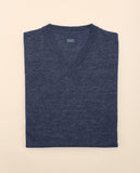 Camisa Casual de Malha 100% Linho em Azul Escuro