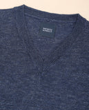 Camisa Casual de Malha 100% Linho em Azul Escuro