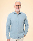 Camisa Casual 100% Linho em Azul