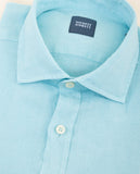 Camisa Casual 100% Linho em Azul Claro