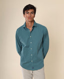 Camisa Casual 100% Algodão em Verde Escuro