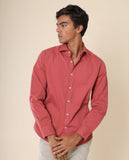 Camisa Casual 100% Algodão em Bordeaux Claro