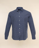 Camisa Casual 100% Algodão em Azul Escuro