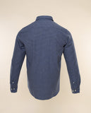 Camisa Casual 100% Algodão em Azul Escuro