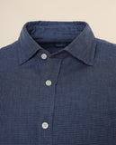 Camisa Casual 100% Algodão em Azul Escuro