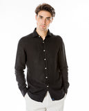 Camisa Casual 100% Linho em Preto