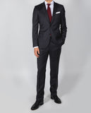Dark Grey Suit Soft Slim plain 100% Flece wool