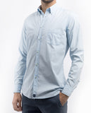 Camisa Casual 100% Algodón en Azul Claro