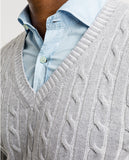 Camisola Decote em V 100% Algodão em Cinzento Claro
