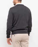 Dark Grey V Neck Sweater 100% Merino Wool