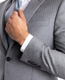 Fato Soft Slim 100% Lã Virgem Espinhado em Cinzento