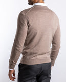 Light Beije V Neck Sweater 100% Merino Wool