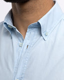 Camisa Casual 100% Algodão em Azul Claro