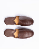 Sapatos de Quarto 100% Pele em Castanho Escuro