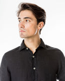 Camisa Casual 100% Linho em Preto