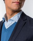 Casaco Casual 100% Linho em Azul Escuro