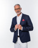 Casaco Casual 100% Linho em Azul Escuro