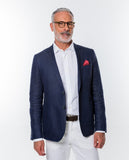 Casaco Casual 100% Linho em Azul Escuro