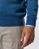 Camisola Decote V 100% Algodão em Azul