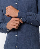 Dark Blue Casual Shirt 100% Linen