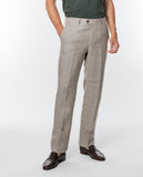 Pantalón Regular 100% Lino en Beige Claro