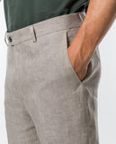 Pantalón Regular 100% Lino en Beige Claro