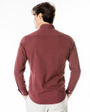 Camisa Casual 100% Algodão em Bordeaux Escuro
