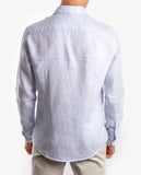 Camisa Casual 100% Linho em Azul Claro