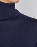 Camisola Gola Alta 100% Merino em Azul Escuro