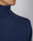 Camisola Gola Alta 100% Merino em Azul