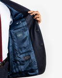 Fato Regular 100% Lã Virgem Liso em Azul Escuro