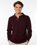 Polo Piquet m/comp 100% Algodão em Bordeaux Escuro