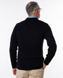 Casaco de Malha 100% Lã Merino em Azul Escuro