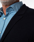 Casaco de Malha 100% Lã Merino em Azul Escuro