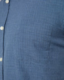 Camisa Casual 100% Algodão em Azul Escuro