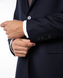 Dark Blue Suit Regular Stripes 100% Wool