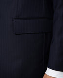 Dark Blue Suit Regular Stripes 100% Wool
