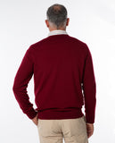 Dark Bordeaux V Neck Sweater 100% Merino Wool