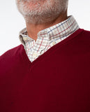 Dark Bordeaux V Neck Sweater 100% Merino Wool