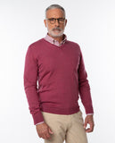 Camisola Decote V 100% Merino em Cor-de-rosa Escuro