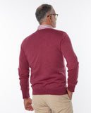 Dark Pink V Neck Sweater 100% Merino Wool