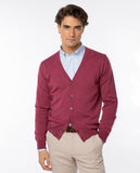 Dark Pink Cardigan 100% Merino Wool