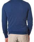 Blue V Neck Sweater 100% Wool