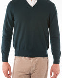 Dark Green V Neck Sweater 100% Cashmere