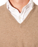 Dark Beige V Neck Sweater 100% Cashmere