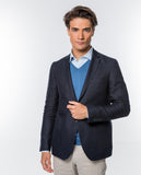 Dark Blue Casual Jacket 100% Linen
